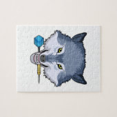 Wolf bei Darts mit Dart Puzzle (Horizontal)