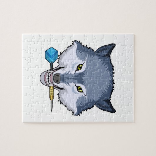 Wolf bei Darts mit Dart Puzzle (Horizontal)