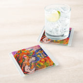 Wolf bei Nacht Glasuntersetzer (Schrägansicht)