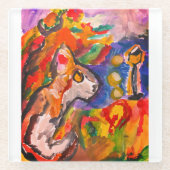 Wolf bei Nacht Glasuntersetzer (Vorderseite)