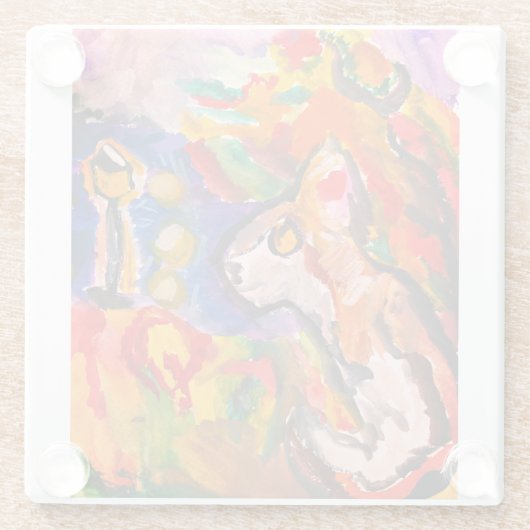 Wolf bei Nacht Glasuntersetzer (Rückseite)