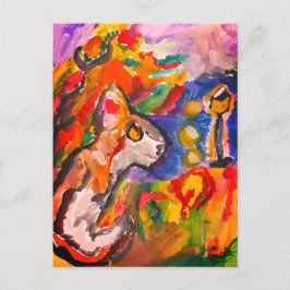 Wolf bei Nacht Postkarte