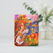 Wolf bei Nacht Postkarte (Stehend Vorderseite)