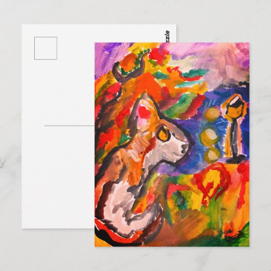 Wolf bei Nacht Postkarte (Vorne/Hinten)