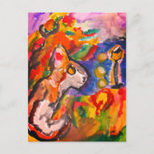 Wolf bei Nacht Postkarte (Vorderseite)