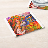 Wolf bei Nacht Rechteckiger Pappuntersetzer (angewinkelt)