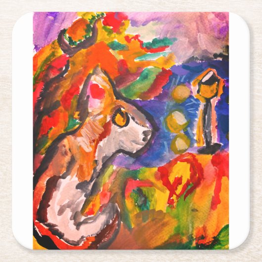 Wolf bei Nacht Rechteckiger Pappuntersetzer (Vorderseite)