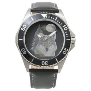 Wolf bei nächtlichen Produkten Armbanduhr
