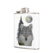 Wolf bei Nachtprodukten Flachmann (Links)