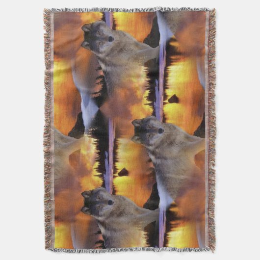 Wolf bei Sunset Pattern Decke (Vorderseite Vertikal)