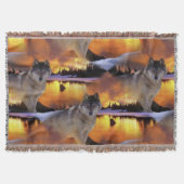 Wolf bei Sunset Pattern Decke (Vorderseite)