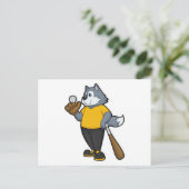 Wolf beim Baseball mit Baseballschläger Postkarte (Stehend Vorderseite)