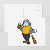 Wolf beim Baseball mit Baseballschläger Postkarte (Vorne/Hinten)