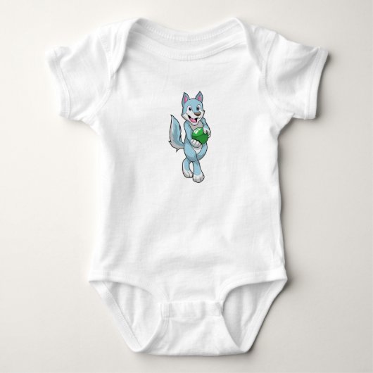 Wolf beim Bowling mit Bowlingkugel Baby Strampler (Vorderseite)