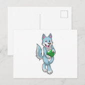 Wolf beim Bowling mit Bowlingkugel Postkarte (Vorne/Hinten)