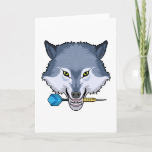 Wolf beim Dart mit Dart Karte