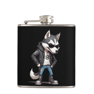 Wolf Biker Rebel Leather Jacket Cool Style Urban Flachmann