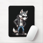 Wolf Biker Rebel Leather Jacket Cool Style Urban Mousepad (Mit Mouse)