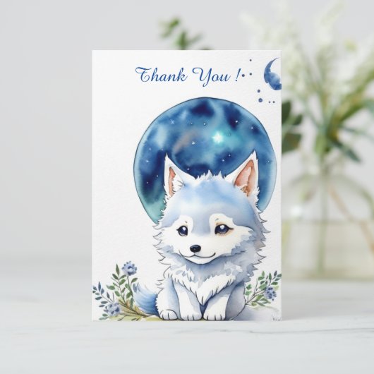 Wolf Birthday Dankeskarte (Stehend Vorderseite)