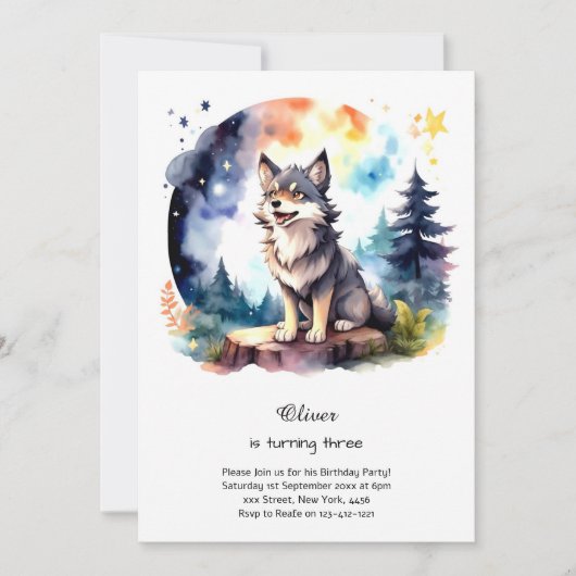 Wolf Birthday Einladung (Vorderseite)