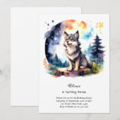 Wolf Birthday Einladung (Vorne/Hinten)