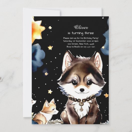 Wolf Birthday Einladung (Vorderseite)