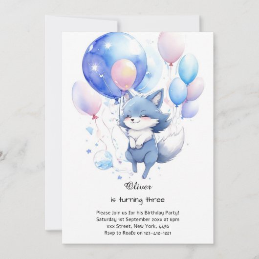 Wolf Birthday Einladung (Vorderseite)
