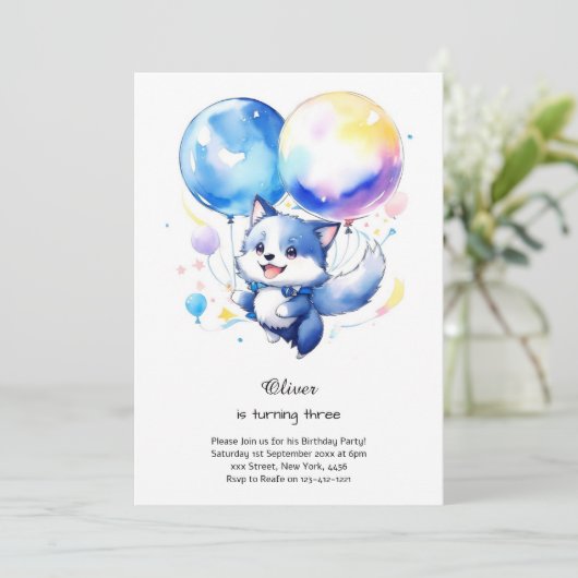 Wolf Birthday Einladung (Stehend Vorderseite)