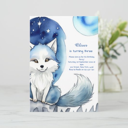 Wolf Birthday Einladung (Stehend Vorderseite)