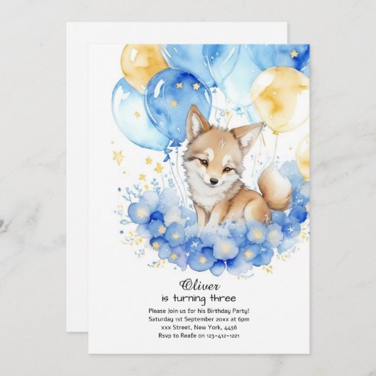 Wolf Birthday Einladung (Vorne/Hinten)