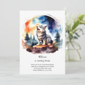 Wolf Birthday Einladung (Stehend Vorderseite)