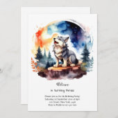 Wolf Birthday Einladung (Vorne/Hinten)