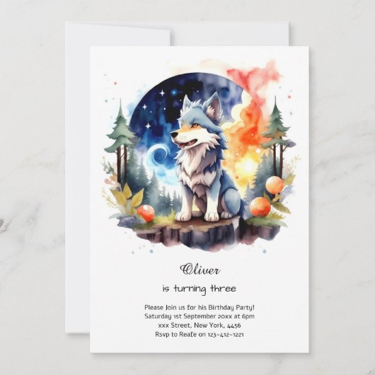 Wolf Birthday Einladung (Vorderseite)