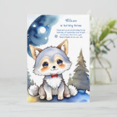 Wolf Birthday Einladung (Stehend Vorderseite)