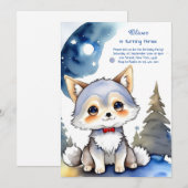 Wolf Birthday Einladung (Vorne/Hinten)