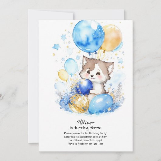 Wolf Birthday Einladung (Vorderseite)