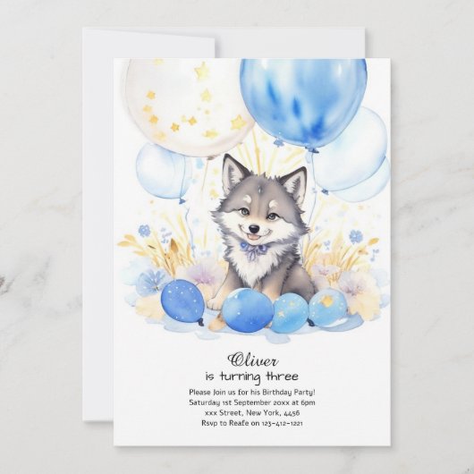 Wolf Birthday Einladung (Vorderseite)