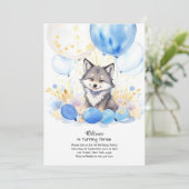 Wolf Birthday Einladung (Stehend Vorderseite)