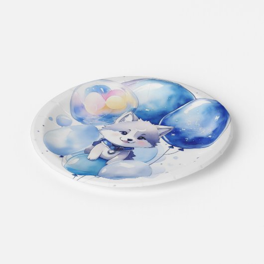 Wolf Birthday Pappteller (Schrägansicht)