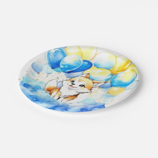 Wolf Birthday Pappteller (Schrägansicht)