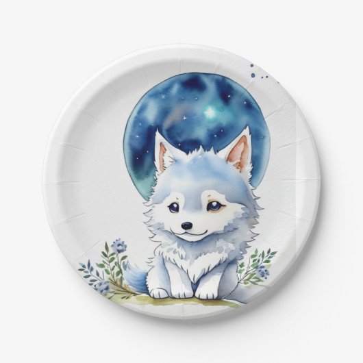 Wolf Birthday Pappteller (Vorderseite)