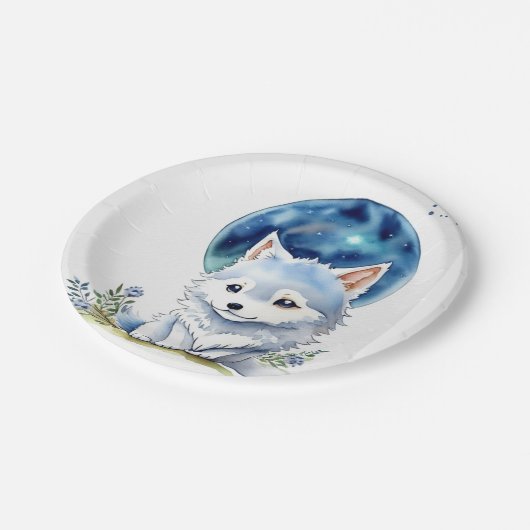 Wolf Birthday Pappteller (Schrägansicht)