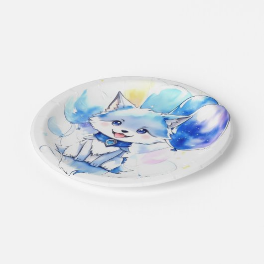 Wolf Birthday Pappteller (Schrägansicht)