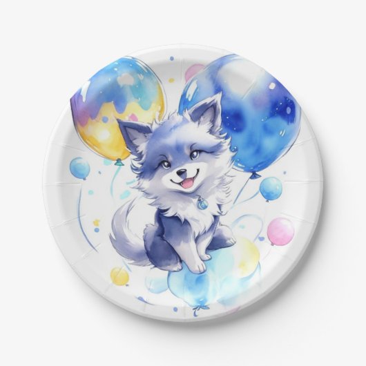 Wolf Birthday Pappteller (Vorderseite)