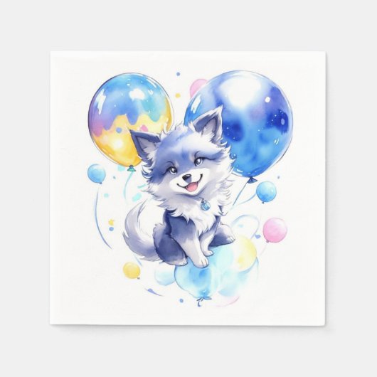 Wolf Birthday Serviette (Vorderseite)