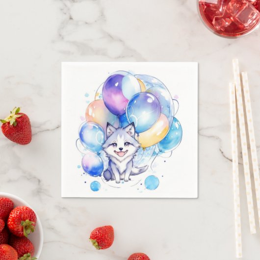 Wolf Birthday Serviette (Beispiel)