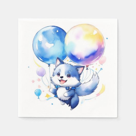 Wolf Birthday Serviette (Vorderseite)