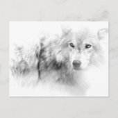 Wolf Black and White Christmas Holiday Postcard Postkarte (Vorderseite)