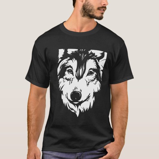 Wolf Black Art Illustration Moderner Trend T-Shirt (Vorderseite)