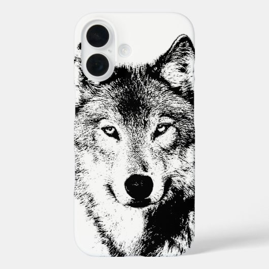 Wolf Black & White Pop Art Case-Mate iPhone Hülle (Rückseite)